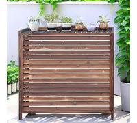 Cubierta Aire Acondicionado de Madera Exterior Cubre aire acondicionado Impermeable Soporte De Flores Rejilla protectora Para Aire Acondicionado Soporte Para Plantas para Ocultar Aire Acondicionado (