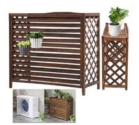 Cubierta Aire Acondicionado Exterior Madera Funda Aire Acondicionado Protector Aire Acondicionado Balcon Soporte Macetas Proteger Del Sol Y La Lluvia Funda Para Aire Acondicionado Exterior(120x57x100c