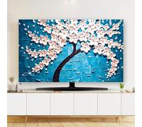 Cubierta antipolvo para TV con impresión artística, flores 3D, decorativa, elástica, reversible, gruesa, a prueba de polvo, para escritorio montado en la pared, sala de estar curvada (#4.85 pulgadas)