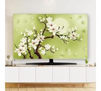 Cubierta antipolvo para TV con impresión artística, flores 3D, decorativa, elástica, reversible, gruesa, a prueba de polvo, para escritorio montado en la pared, sala de estar curvada (75 pulgadas, #7)