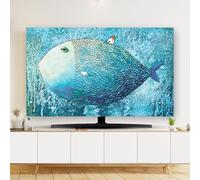 Cubierta antipolvo para TV con impresión artística, flores 3D, decorativa, elástica, reversible, gruesa, a prueba de polvo, para escritorio montado en la pared, sala de estar curvada (80 pulgadas, #6)