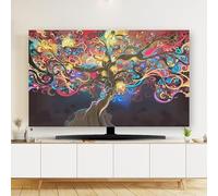 Cubierta antipolvo para TV con impresión artística, flores 3D, decorativa, elástica, reversible, gruesa, a prueba de polvo, para escritorio montado en la pared, sala de estar curvada (65 pulgadas, #5)