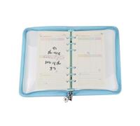 Cubierta archivadora de diario, protector con cremallera de PVC transparente para 6 anillas, carcasa protectora económica, 25 x 18 cm, para escuela, negocios, estudio, casa, viaje, boda
