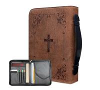Cubierta bíblica para hombres y mujeres - Case de PU con cremallera y mango | Cristian Book Carry Organizer for Church Study, portátiles de las Escrituras para viajes, devoción, lectura diaria,