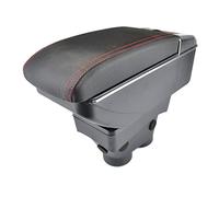 Cubierta consola central coche Caja De Almacenamiento Para Peugeot 208 2013-2018 Reposabrazos Doble Capa Cuero Negro 2017(Red Thread)