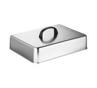 Cubierta cuadrada de acero inoxidable para parrilla, cúpula profesional para hamburguesas con mango ergonómico, calentador de alimentos para cocinar en la cocina, 28 x 22 cm