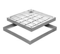 Cubierta cuadrada de acero inoxidable y marco de 5 cm de altura, diseño invisible para decoración de interiores y exteriores, patio, entrada (30 x 30 x 8 cm)