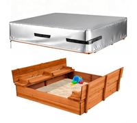 Cubierta Cuadrada para Arenero, Tela Oxford 600D Resistente, Cubierta Protectora para Juguetes y Arena, Cubierta Impermeable para Arenero, Solo Cubierta,Plata,102X102X20cm