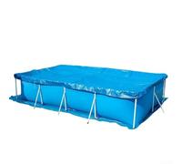 Cubierta cuadrada para piscinas sobre el suelo, red de polietileno negro con ventilación para bloquear hojas y escombros mientras regula la temperatura para la seguridad de los niños y protección UV