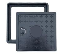 Cubierta de acceso de plástico antideslizante duradera con asas, 25 x 25 cm, perfecta para caminos, patios y pozos de aguas residuales, tapa de fácil acceso para mayor seguridad y fiabilidad