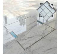 Cubierta de acceso invisible de acero inoxidable en el suelo, escotilla de inspección con mango retráctil, 76 x 76 cm, seguro y fácil acceso