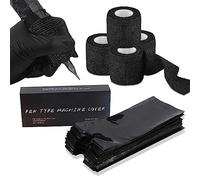 Cubierta de Agarre de Tatuaje y Bolsas para Máquinas Tatuaje Set, Rayyl 204pcs Set Accesorios de Tatuaje Artista de Tatuajes (Negro)