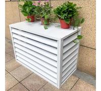 Cubierta de aire acondicionado con rejilla protectora, resistente a la intemperie y al robo, reducción de ruido para unidades al aire libre, carcasa de bomba de calor (blanco, 110 x 60 x 80 cm)