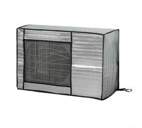 Cubierta de aire acondicionado de aluminio para unidad exterior, protectores portátiles de polvo de CA con correas, resistente a la intemperie, protector contra hojas y escombros, plateado (75 x 26 x
