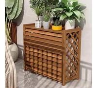 Cubierta De Aire Acondicionado De Madera Cubre Aire Acondicionado Exterior Aire Acondicionado Soporte De Flores Resistente A La Intemperie Carbonizado Para Jardines Balcones Patios Patios(Medium)