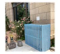 Cubierta de aire acondicionado para exteriores, rejillas decorativas y vivas, estante de exhibición de plantas resistente a la intemperie, antirrobo, varios colores disponibles (color: azul)