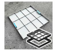 Cubierta de alcantarilla invisible de acero inoxidable 304, tapa cuadrada para lavabo de aguas residuales con mango retráctil, tamaños de 12 a 43 pulgadas, cubierta empotrada para tanque séptico (43 x