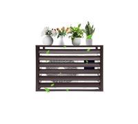 Cubierta de aluminio para aire acondicionado exterior, protección antirrobo para bomba de calor, reducción de ruido y protección antirrobo para balcón, patio, color marrón, se adapta a cuatro lados