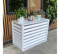 Cubierta de aluminio para aire acondicionado y bomba de calor, valla decorativa para exteriores, pantalla protectora autosuficiente para unidades de CA y residuos, diseño elegante y duradero