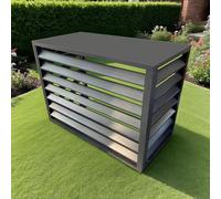 Cubierta de aluminio para bomba de calor para zonas al aire libre, protección de esquina de patio, protección de aire acondicionado, para privacidad, gris, 100 x 50 x 70 cm y resistente a la