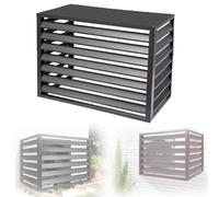 Cubierta de aluminio resistente a la intemperie para aire acondicionado con rejilla, valla de protección de CA para exteriores, estante duradero para plantas, color gris, 110 x 60 x 80 cm