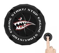 Cubierta de arranque para coche, tapa de arranque, presione para accesorios | Diseño de tiburón adhesivo para parada de encendido rotatorio para rueda Dashboard Key FOB Rocker