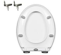 Cubierta de asiento del inodoro cerrada lenta con bisagra suave y ajustable, tapa de inodoro de cierre silencioso y asiento con un solo clic para liberar para instalar y limpiar, nunca aflojar, PP,
