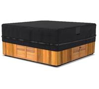 Cubierta de bañera de hidromasaje oxford 600D de alta resistencia Impermeable con revestimiento UV y PU y alta resistencia al desgarro,con asa de transporte y rejillas de ventilación-220W×220D×25H cm