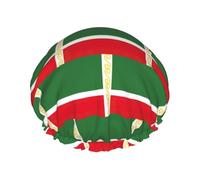 Cubierta de baño con estampado de la bandera de la República de Chechenia para mujer, reutilizable, doble capa impermeable, gorros de ducha para mujeres y mujeres