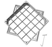 Cubierta de boca cuadrada invisible de acero inoxidable y cubierta de drenaje para exteriores empotrada con rejilla, ideal para patios, jardines y entradas