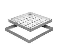 Cubierta de boca de acero inoxidable con base, tapa cuadrada de tanque séptico y rejilla de drenaje de canal para patio, garaje y sistemas de drenaje de alcantarillado