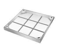 Cubierta de boca de acero inoxidable con E - Cubierta de tanque séptico empotrado, diseño oculto con agujero de tracción para integración sin costuras en sistemas de boca - & Ele