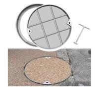 Cubierta de boca de acero inoxidable con gancho de elevación, tapa de tanque séptico duradera de repuesto para jardín, patio y pavimento, diseño resistente a la corrosión