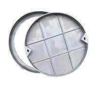 Cubierta de boca empotrada de acero inoxidable, tapa redonda oculta para tanque séptico para césped y parque, 50 x 50 x 5 cm, acceso seguro resistente a la intemperie