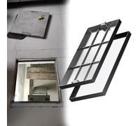 Cubierta de boca invisible con mango retráctil, tapa de tanque séptico de aluminio y base para entrada, zonas residenciales y patio, solución de acceso de 80 x 35 x 5 cm