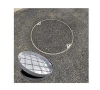 Cubierta de boca invisible redonda de acero inoxidable y marco de rejilla de drenaje oculta para patios y jardines al aire libre, fácil instalación, alta capacidad de carga (80 cm)