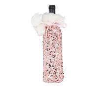 Cubierta de Botella de Vino de Navidad Bolsas de Botella de Vino de Arpillera con Cordón Bolsas de Regalo de Vino de Feliz Navidad para Navidad, Boda, Viaje, Cumpleaños, Fiesta Navideña(Oro rosa)