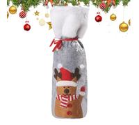 Cubierta de botella de vino de Navidad, Cubierta de botella de vino para Navidad,Bolsa decorativa de botella de vino de tela navideña - Herramienta de decoración de diseño de temas festivos para fe,