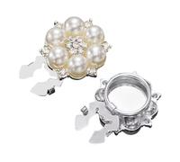 Cubierta de botón, 2 piezas de clip en botón, gemelos de perlas de diamantes de imitación | Vestido de mujer, boda, negocios, diario, decoración, manualidades, costura