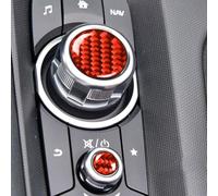 Cubierta de botón multimedia de fibra de carbono para Mazda MX5 2016 2020, juego de 2 piezas con capa epoxi, diseñado para resistencia a arañazos y polvo