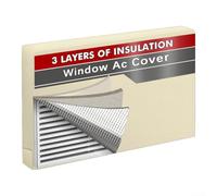 Cubierta de CA para interiores, aislamiento de 3 capas, tela Oxford 600D, kit de barrera térmica, tapón de corriente, bloqueador de frío, agujeros de doble cable, tamaño 21 x 15 x 3.5 pulgadas, gris