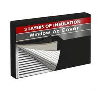 Cubierta de CA para interiores, aislamiento de 3 capas, tela Oxford 600D, kit de barrera térmica, tapón de corriente, bloqueador de frío, agujeros de doble cable, tamaño 21 x 15 x 3.5 pulgadas, gris