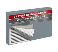 Cubierta de CA para interiores, aislamiento de 3 capas, tela Oxford 600D, kit de barrera térmica, tapón de corriente, bloqueador de frío, agujeros de doble cable, tamaño 21 x 15 x 3.5 pulgadas, gris