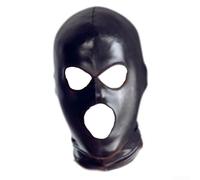 Cubierta de cabeza de Halloween con 3 agujeros para ojos, máscara de piel sintética negra para bruja, mago, diablo, cosplay, carnaval, disfraz de adulto