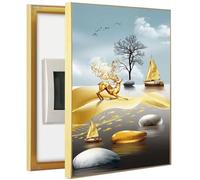 Cubierta de caja de fusibles, cubierta de panel eléctrico, pinturas decorativas, marco de aluminio, caja de distribución oculta, panel de disyuntores (tamaño: 60 x 80 cm, color: C)(E,50x70cm)