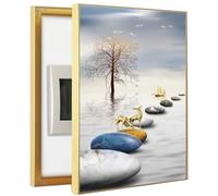 Cubierta de caja de fusibles, cubierta de panel eléctrico, pinturas decorativas, marco de aluminio, caja de distribución oculta, panel de disyuntores (tamaño: 60 x 80 cm, color: C)(F,60x80cm)