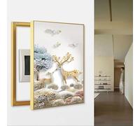 Cubierta de caja de fusibles, medidor eléctrico, pintura decorativa con marco de aluminio, panel eléctrico oculto, tabla de medidas for cocina(B,50x70cm)