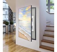 Cubierta de caja de fusibles, pintura decorativa for panel eléctrico de pared con medidor oculto de distribución(Black Frame,70x100cm)