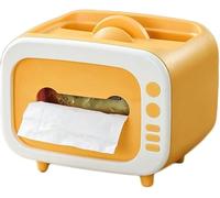 Cubierta de caja de pañuelos, caja de pañuelos Juego de caja de pañuelos de TV de moda Caja de pañuelos multifuncional de plástico Caja de almacenamiento Sala de estar Cajas de adornos de escritorio A