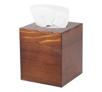 Cubierta de caja de pañuelos de madera con panel inferior deslizante cuadrado de granja de tejido titular, Porta Servilletas (marrón claro)